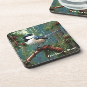 Cute Black-Capped Chickadee Beverage Coaster