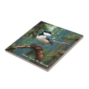 Cute Black-Capped Chickadee Ceramic Tile