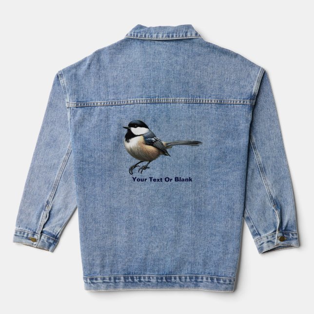 Cute Black-Capped Chickadee Denim Jacket (Back)