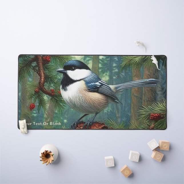 Cute Black-Capped Chickadee Desk Mat (Kids Table)