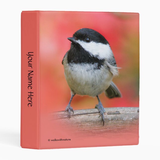 Cute Black-Capped Chickadee on the Apple Tree Mini Binder (Front/Spine)