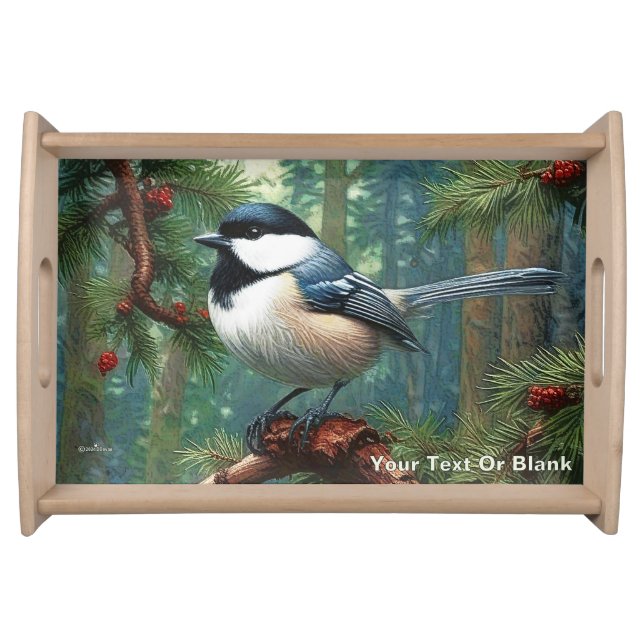 Cute Black-Capped Chickadee Serving Tray (Front)