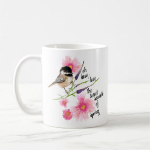 Cute Black Capped Chickadee Watercolor With Saying Coffee Mug