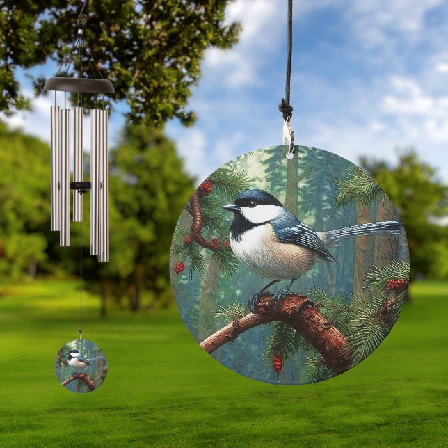 Cute Black-Capped Chickadee Wind Chime (Outdoor)