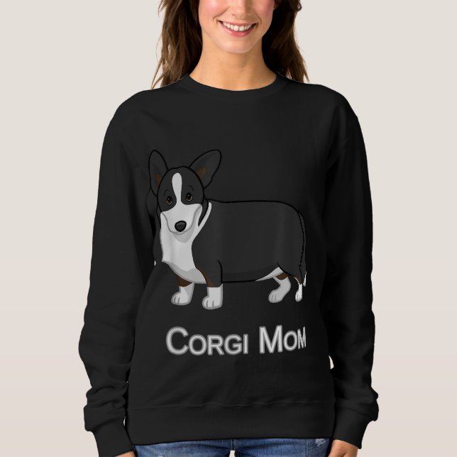 Cute Black Cardigan Welsh Corgi Mom Dog Lover Sweatshirt (Front)