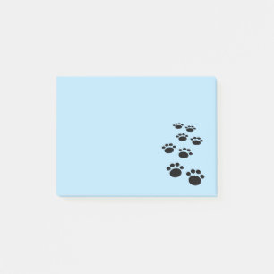 Cute Black Cartoon Pet Paw Trail Baby Blue Post-it Notes