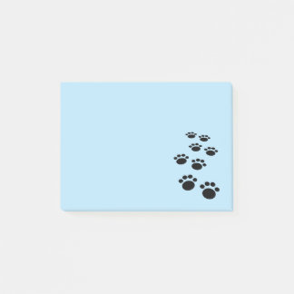 Cute Black Cartoon Pet Paw Trail Baby Blue Post-it Notes