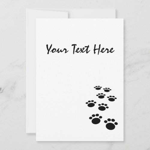 Cute Black Cartoon Pet Paw Trail Invitation