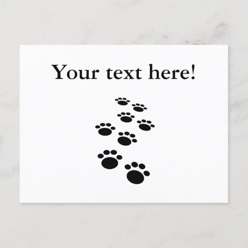Cute Black Cartoon Pet Paw Trail Note Card