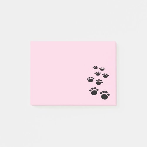Cute Black Cartoon Pet Paw Trail Pink Post_it Notes