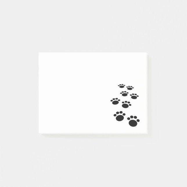 Cute Black Cartoon Pet Paw Trail  Post-it Notes (Front)