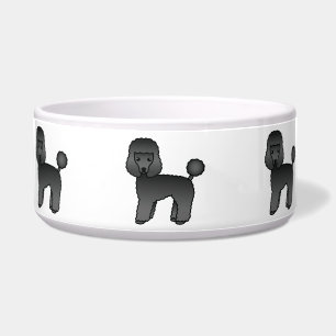 Cute Black Cartoon Toy Poodle Dogs Bowl