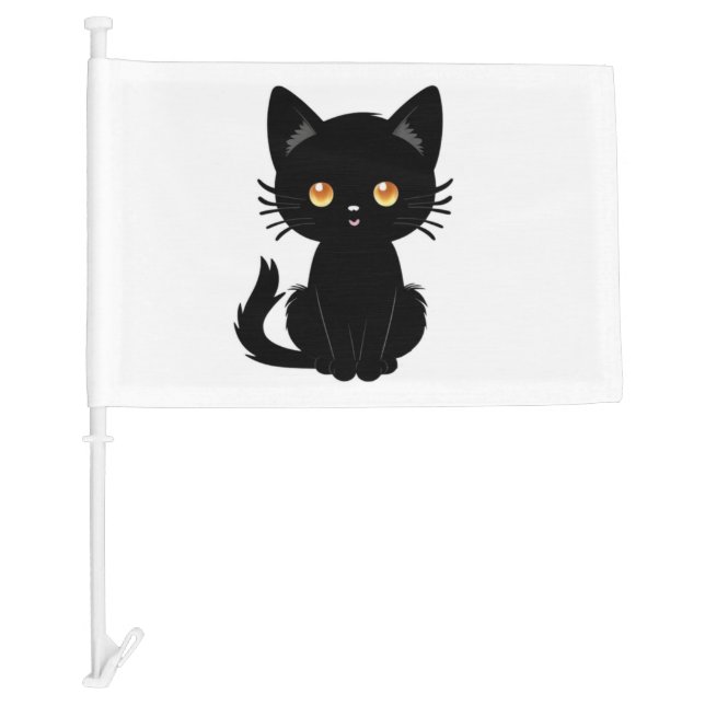 Cute Black cat  2 Car Flag (Front)