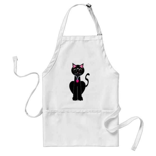 Cute black cat adult apron (Front)