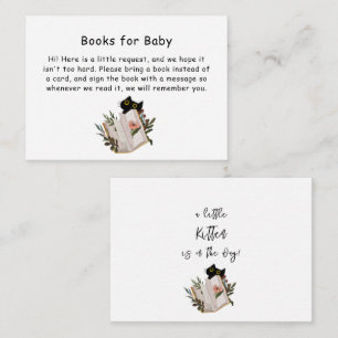 Cute Black Cat and Book Baby Shower Enclosure Card