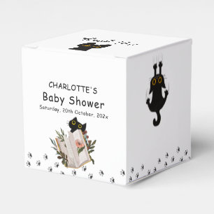 Cute Black Cat and Book Baby Shower Favor Boxes