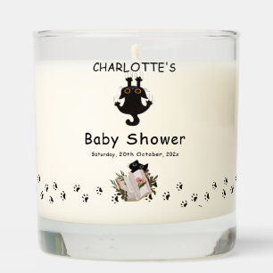 Cute Black Cat and Book Baby Shower Scented Candle