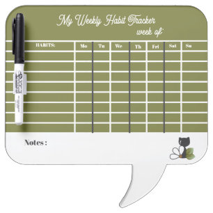 Cute Black Cat and flower – Personalized Dry Erase Board