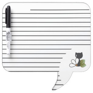 Cute Black Cat and flower – Personalized Dry Erase Board