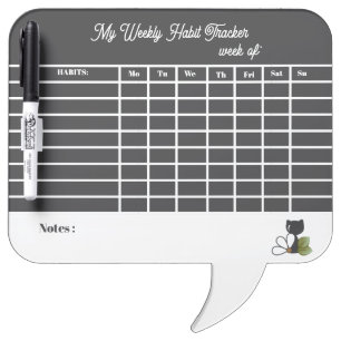 Cute Black Cat and flower – Personalized Dry Erase Board