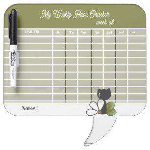 Cute Black Cat and flower – Personalized Dry Erase Board
