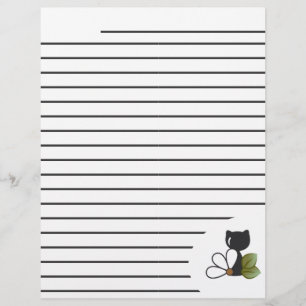 Cute Black Cat and flower – Personalized Letterhead