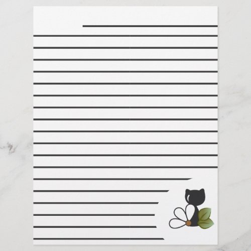 Cute Black Cat and flower – Personalized Letterhead