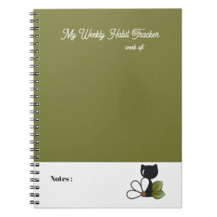 Cute Black Cat and flower – Personalized Notebook