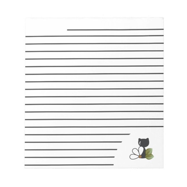 Cute Black Cat and flower – Personalized Notepad (Front)