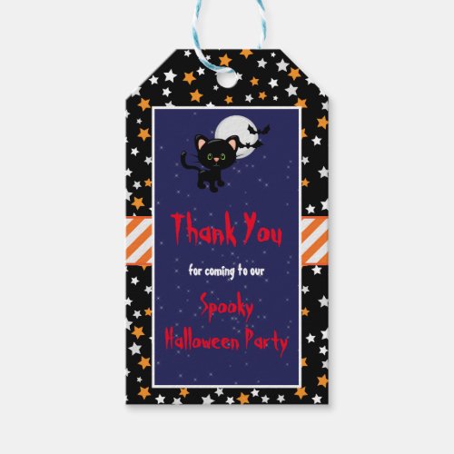 Cute Black Cat and Full Moon Halloween Gift Tags