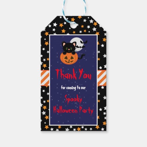 Cute Black Cat and Pumpkin Halloween Gift Tags