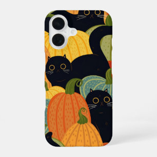 Cute Black Cat and Pumpkin Halloween Seamless  iPhone 16 Case