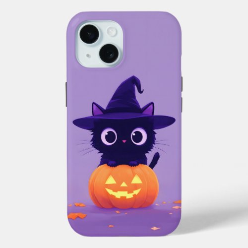 Cute Black Cat and Pumpkin iPhone Case