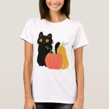 Cute Black cat and Pumpkins