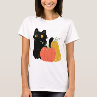 Cute Black cat and Pumpkins T-Shirt