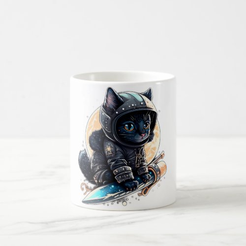 Cute Black Cat Astronaut Coffee Mug