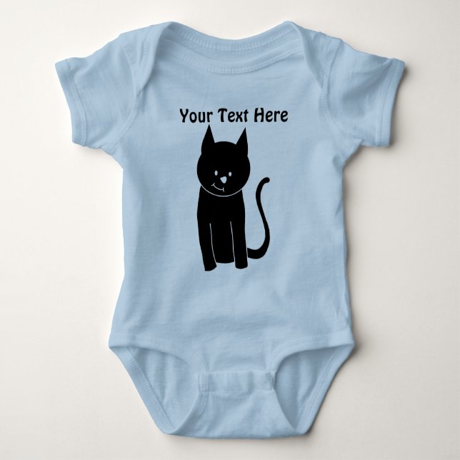 Cute Black Cat Baby Bodysuit (Front)