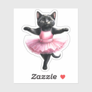 Cute black cat ballerina dancing ballet sticker