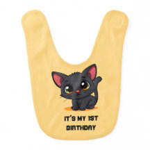 Cute Black Cat Birthday Baby Bib