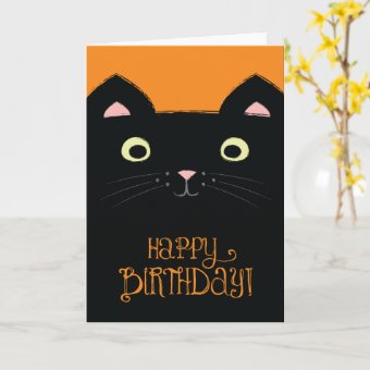 Cute Black Cat Birthday Card | Zazzle