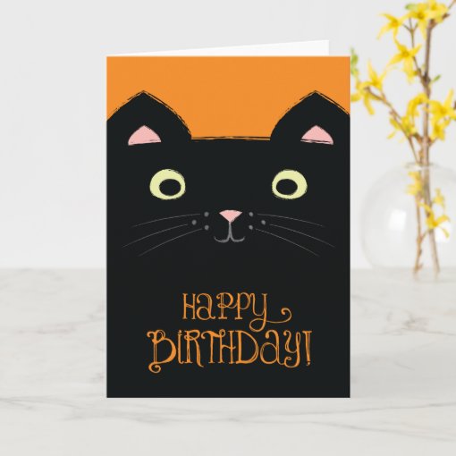 Cute Black Cat Birthday Card | Zazzle