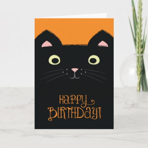 Cute Black Cat Birthday Card