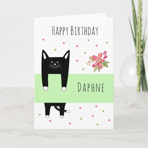 Cute Black Cat Birthday Get Well Any Text Card