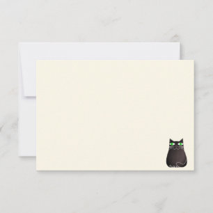 Cute Black Cat Blank Cream Off White Note Card