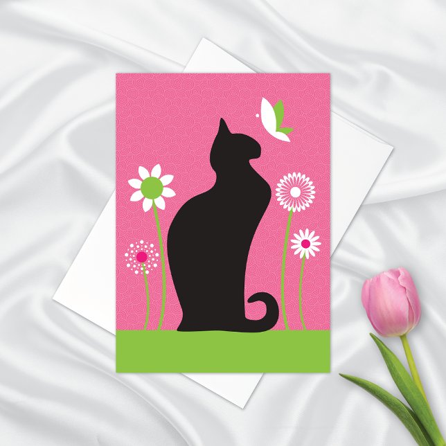Cute Black Cat Blank Note Card (Creator Uploaded)