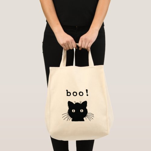 Cute Black Cat Boo Tote Bag