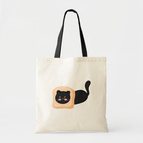 Cute Black Cat Bread Loaf Tote Bag
