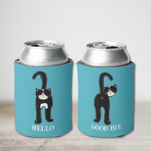 Cute Black Cat  Can Cooler