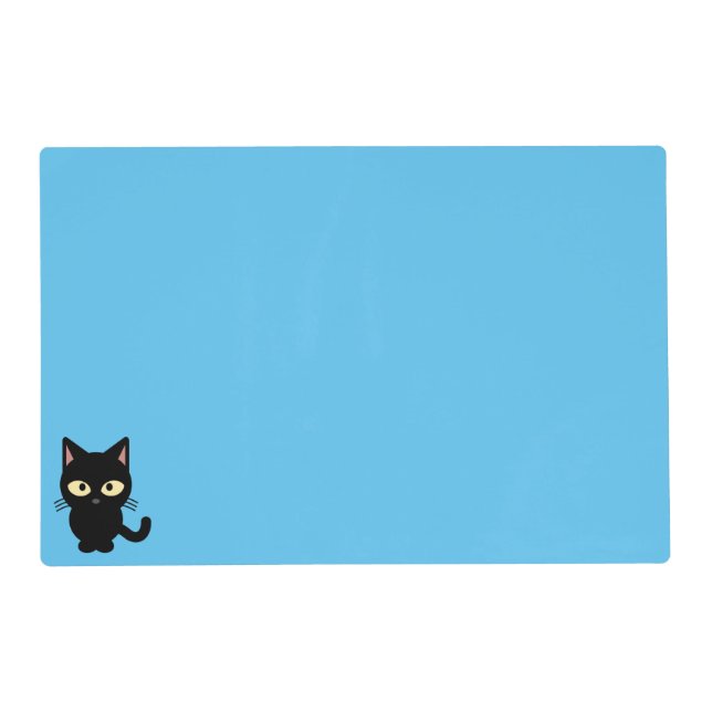 Cute black cat cartoon placemat (Front)