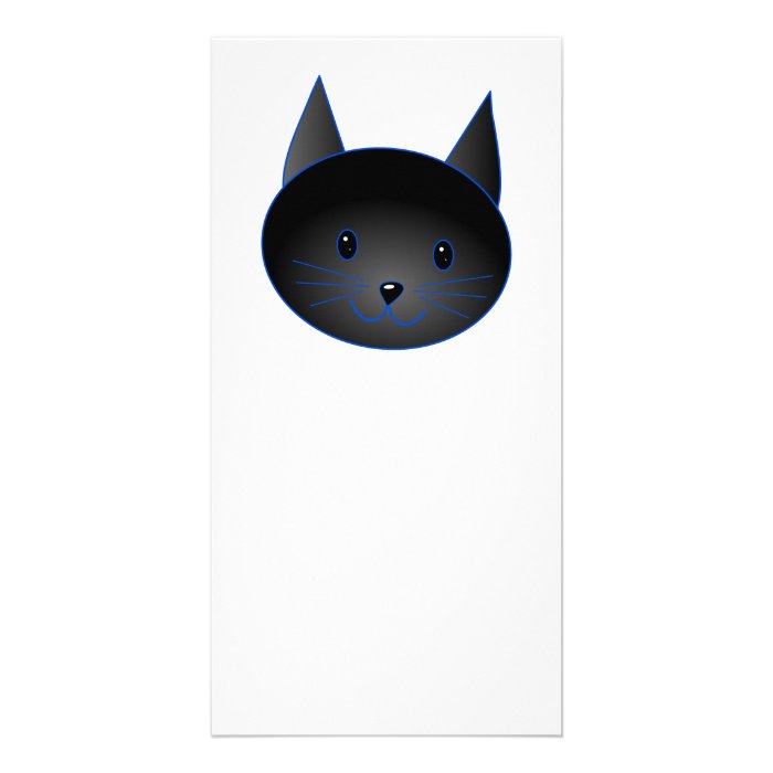 Cute Black Cat. Cat Cartoon illustration. Custom Photo Card